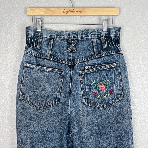 Jordache Vintage 80's Stonewash Jeans Embroidered Rose Logo High-Rise 13/14 - Picture 6 of 13